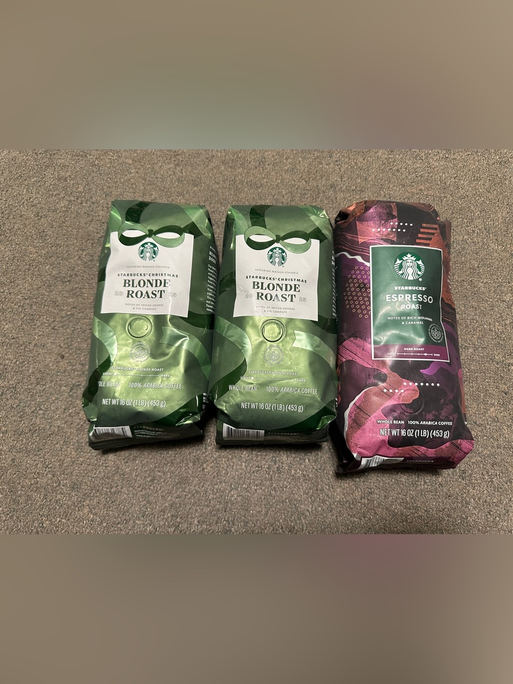 GENUINE Starbucks 1 Lb Coffee Bundle- Espresso & Blonde 2 Lbs Whole Bean Sealed